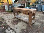 Timmermanswerkbank of industriële houten werkbank sidetable, Antiek en Kunst, Curiosa en Brocante, Ophalen