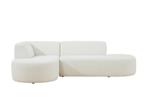 Bank boucle stof ecru/creme/ beige met longsit, Huis en Inrichting, Ophalen, Zo goed als nieuw, Stof