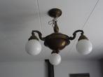 vintage messing hanglamp met 3 bollen, Antiek en Kunst, Antiek | Lampen, Ophalen