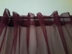 Stof Bordeauxrood-paars-dun gordijn 2x, Huis en Inrichting, Stoffering | Gordijnen en Lamellen, Ophalen, Zo goed als nieuw, 200 cm of meer