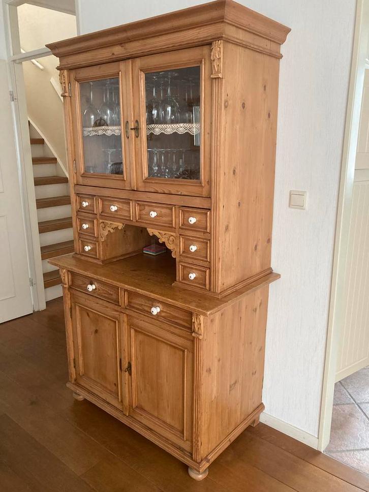 4x Antieke Houten Buffetkast, Servieskast & Spiegel, Huis en Inrichting, Kasten | Buffetkasten, Gebruikt, 150 tot 200 cm, 100 tot 150 cm