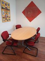 Ovale eettafel of vergader tafel met 4 stoelen, Ophalen, Gebruikt, 100 tot 150 cm, 150 tot 200 cm