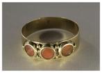 Antiek 14 kt gouden ring met bloedkoraal maat 15,6, Goud, Met edelsteen, Ring, Verzenden