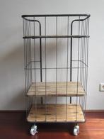 (Keuken)trolly metalen frame, houten planken 4 zwenkwielen, Huis en Inrichting, Keuken | Keukenelementen, Ophalen, Gebruikt, Bruin