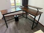 L-vorm/L-Shaped Desk VASAGLE 140x130cm Bruin Zwart Bureau, Ophalen, Zo goed als nieuw, Bureau