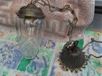 oude lamp/ plafondlamp met armatuur, Huis en Inrichting, Lampen | Plafondlampen, Ophalen of Verzenden, Zo goed als nieuw, Glas