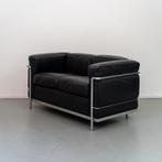 4x Cassina LC2 2-zitsbank Le Corbusier Zwart Leer, 75 tot 100 cm, Ophalen of Verzenden, Zo goed als nieuw, Metaal
