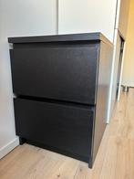 Malm ladekast met 2 lades - zwartbruin, Ophalen, Minder dan 50 cm, Gebruikt, 1 of 2 laden