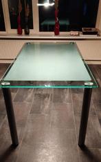Glazen Eettafel met Metalen Poten, Huis en Inrichting, Tafels | Eettafels, Ophalen, Rechthoekig, 150 tot 200 cm, 50 tot 100 cm