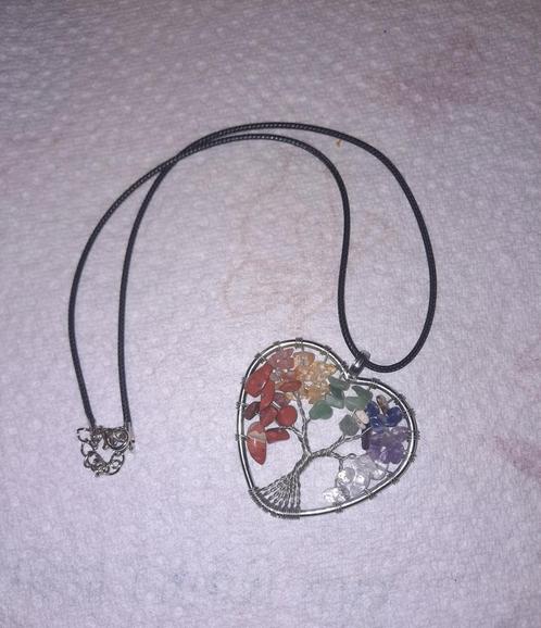 Edelstenen Levensboom Chakra kleuren ketting., Sieraden, Tassen en Uiterlijk, Kindersieraden, Zo goed als nieuw, Ketting, Ophalen of Verzenden