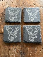 Leisteen onderzetters Hert - hertengewei, Huis en Inrichting, Woonaccessoires | Onderzetters, Glas of Kopje, Ophalen of Verzenden