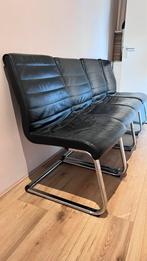 Zwarte leren stoelen / Black leather chairs, Ophalen, Zwart, Leer, Zo goed als nieuw