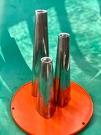 Vintage IKEA kandelaren set van 3 chrome, Overige materialen, Gebruikt, Overige kleuren, Ophalen of Verzenden