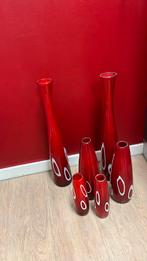 Set rode vazen, Huis en Inrichting, Woonaccessoires | Vazen, Ophalen, Minder dan 50 cm, Rood, Glas