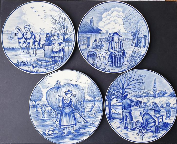 Royal Delft - Vier Seizoenen Bordjes, Antiek en Kunst, Antiek | Schalen, Ophalen of Verzenden