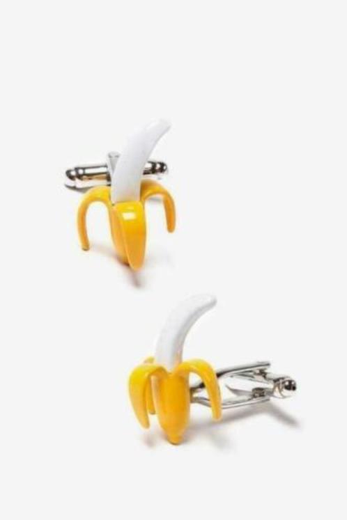 Leuke zilverkleurige manchetknopen met banaan, Sieraden, Tassen en Uiterlijk, Manchetknopen, Nieuw, Overige materialen, Verzenden