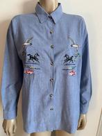 Piero Baldini vintage katoenen blouse met borduursels, Blauw, Maat 38/40 (M), Ophalen of Verzenden, Zo goed als nieuw