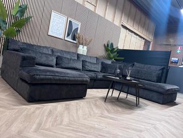 ZGAN Velvet Velours U-Bank / Hoekbank - Antraciet - 365cm beschikbaar voor biedingen