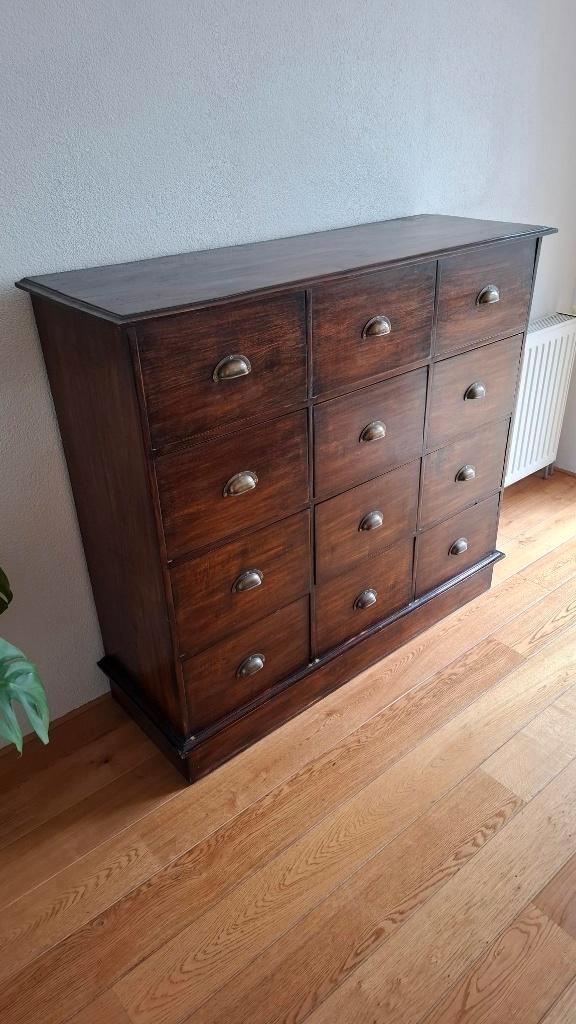 Te koop TEAK ladenkast, Huis en Inrichting, Kasten | Ladekasten, Gebruikt, 100 tot 150 cm, 100 tot 150 cm, 25 tot 50 cm, Teakhout
