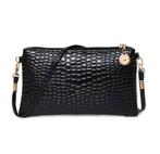 Stijlvolle Zwarte Croco Clutch / Crossbody Tas, Ophalen of Verzenden, Nieuw, Zwart, Schoudertasje