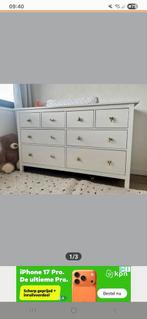 Hemnes ladekast wit met gouden knopjes, 5 laden of meer, Ophalen of Verzenden, Zo goed als nieuw, Minder dan 100 cm