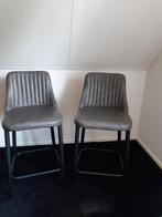 2 BARKRUKKEN GRIJS zithoogte 62 cm, Ophalen, Kunststof, Gebruikt, Met voetsteun