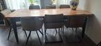 Houten eettafel met 7 stoelen, Huis en Inrichting, Tafels | Eettafels, Ophalen, Gebruikt, 200 cm of meer, 50 tot 100 cm