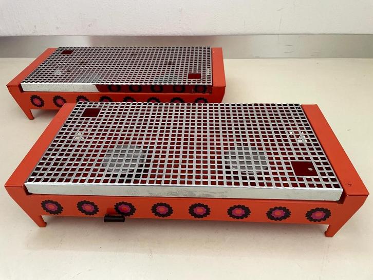 2X Brabantia rechaud/warmhoudplaat oranje vintage bloem, Huis en Inrichting, Keuken | Keukenbenodigdheden, Zo goed als nieuw, Ophalen