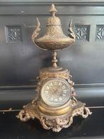 Antieke Franse mantelklok van brons of messing 19e eeuw, Ophalen of Verzenden