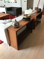 Massief notenhouten sidtables door meubelmaker gemaakt., Ophalen, 25 tot 50 cm, Rechthoekig