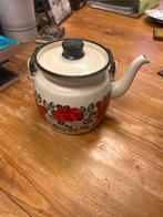 Vintage Emaille Theepot met Bloemen, Ophalen of Verzenden