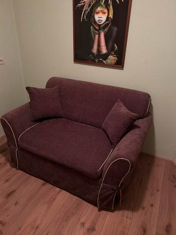 Linea bed-bank 2 pers bankje;bruin met bies;  met 1p bed beschikbaar voor biedingen