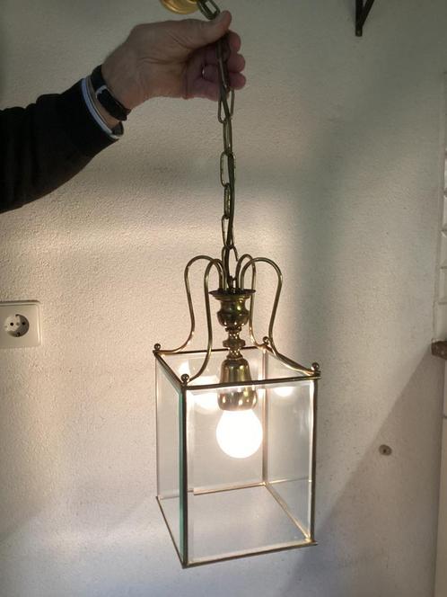 Lamp. Lantaarn model.Facet Geslepen Glas in Messing Setting., Huis en Inrichting, Lampen | Hanglampen, Zo goed als nieuw, Minder dan 50 cm