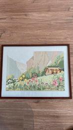 Geborduurd schilderij.42 bij 33 cm. (1995), Minder dan 50 cm, Gebruikt, Ophalen of Verzenden, Schilderij