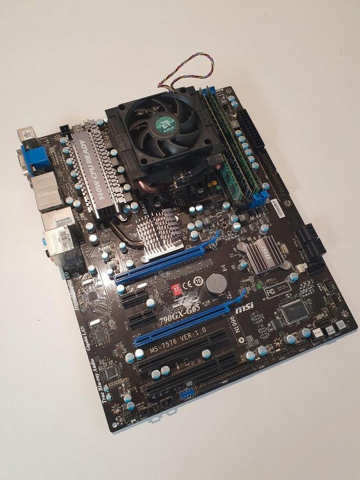 MSi 790GX-G65 Moederbord + AMD Phenom II X4 965 + 4GB RAM, Computers en Software, Moederborden, Zo goed als nieuw, AMD, DDR3, Ophalen of Verzenden