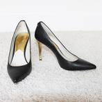 Leren Michael Kors Pumps Gouden Hak -s22 (Maat 7½|38) € 65,-, Pumps, Michael Kors, Zwart, Ophalen of Verzenden