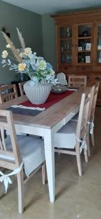 Eettafel met 6 stoelen, Huis en Inrichting, Tafels | Eettafels, Ophalen, Gebruikt, Brocante antiek, 50 tot 100 cm