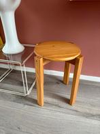 Vintage Grenen Houten Krukje, Ophalen, Gebruikt, Bruin, Eén