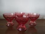 Dessert coupes, ijs coupes, cranberry roze, 4 x, vintage, Antiek en Kunst, Antiek | Glas en Kristal, Ophalen of Verzenden