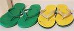 2 x teenslippers maat 37 groen geel wit slippers schoenen, Verzenden, Gedragen, Slippers