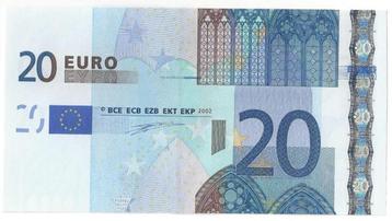 Gezocht: misdruk / misgesneden / mismade bill 20 euro biljet beschikbaar voor biedingen