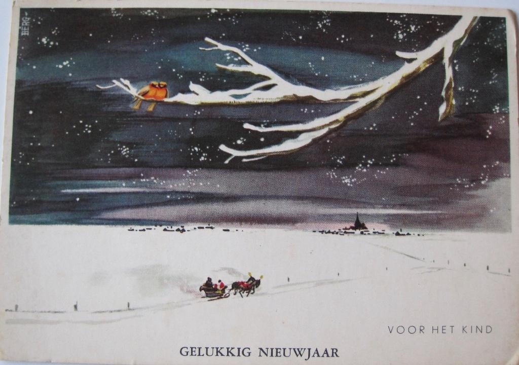 voor het kind - arreslee in de sneeuw - gelukkig nieuwjaar, Verzenden, 1960 tot 1980, Gelopen, Overige thema's
