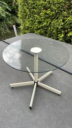 Vintage IKEA bijzet tafel glazen blad, Ophalen, Minder dan 55 cm, Gebruikt, Rond