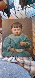 antiek origineel schilderij chinese jongen paneel T.Bougeois, Ophalen of Verzenden