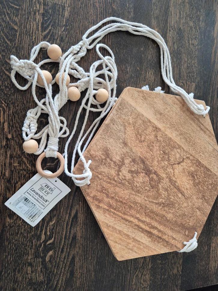 Macramé plank hanger, Huis en Inrichting, Woonaccessoires | Wandplanken en Boekenplanken, Zo goed als nieuw, Ophalen of Verzenden