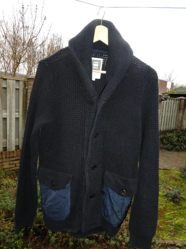 G-star vest heren maat L donkerblauw Gralvent Cardigan Knit, Kleding | Heren, Truien en Vesten, Zo goed als nieuw, Maat 52/54 (L)