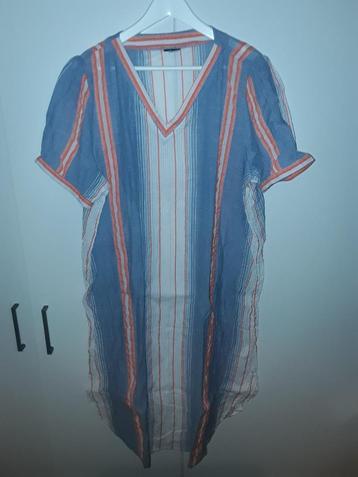 Ulla Popken Blauw/Wit/Rode Gestreepte Jurk Met V-hals Mt XL beschikbaar voor biedingen
