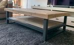 Salontafel hout met staal. 90x140, Ophalen, 100 tot 150 cm, 50 tot 100 cm, Zo goed als nieuw