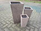 nieuw 3 delige bloempotten set betonlook, Tuin en Terras, Ophalen, Overige materialen, Tuin, Vierkant