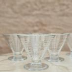 Set van 6 vintage dessertcoupes – geribbeld glas, gemerkt It, Ophalen of Verzenden, Kom(men), Overige stijlen, Glas
